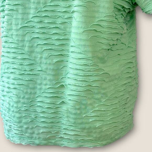 Alfred Dunner Short Sleeve Ruffled Tiered Top Blouse Stretch Pullover 2X Green - Picture 9 of 13